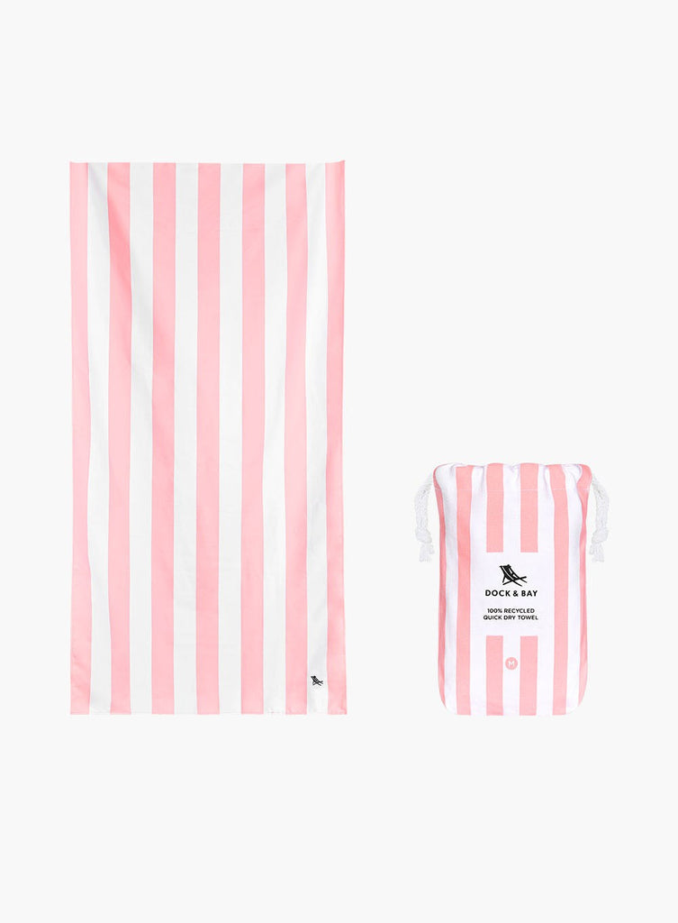 Dock Bay Microfibre Beach Towel in Light Pink Stripe Trotters