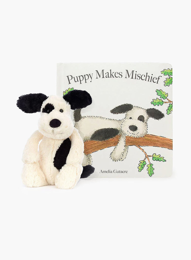 jellycat puppy makes mischief