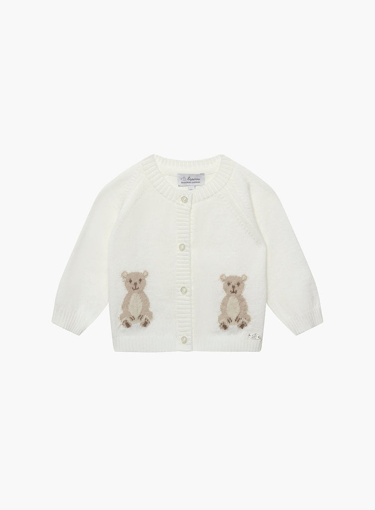 Baby Teddy Bear Cardigan Off White Trotters London