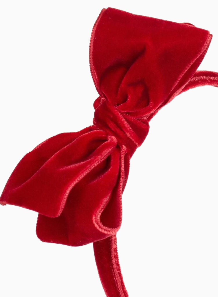 Lily Rose - Velvet Bow Hair Bobble in Red - Trotters London