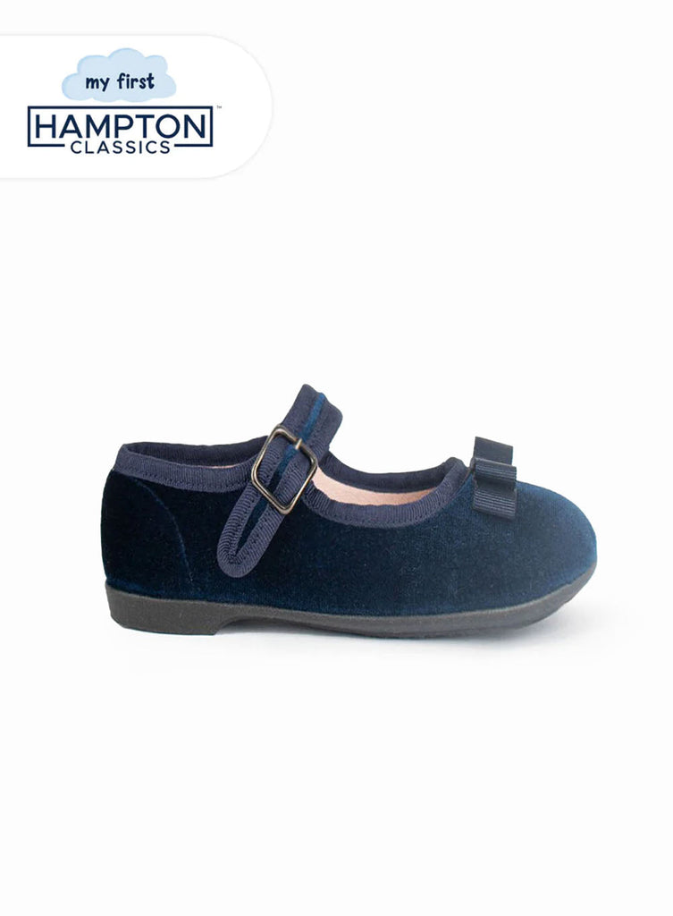 My First Hampton Classics Lana First Walkers In Navy Velvet | Trotters