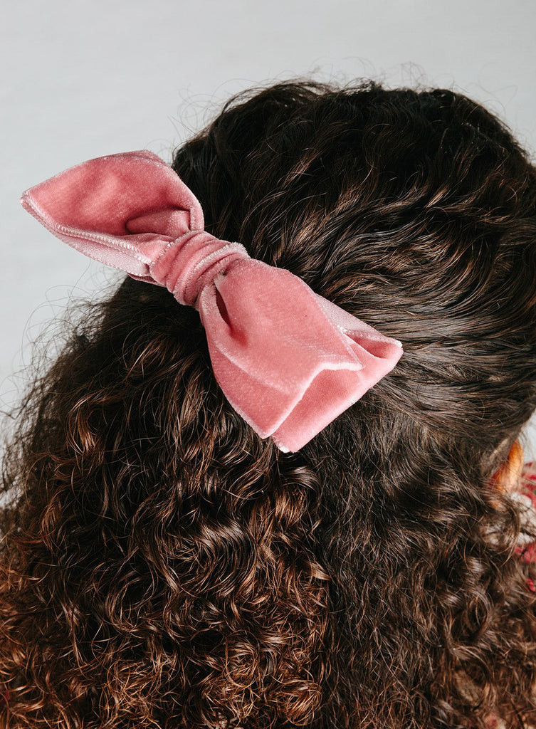 Lily Rose - Velvet Bow Hair Bobble in Red - Trotters London