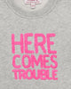 Confiture Sweatshirt Baby Here Comes Trouble Sweatshirt in Grey/Pink