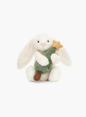 Jellycat Bashful Bunny with Christmas Tree