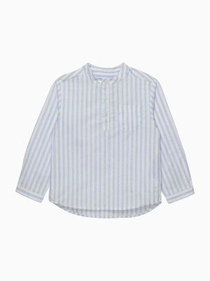 Thomas Brown Shirt Oscar Shirt in Pale Blue Stripe