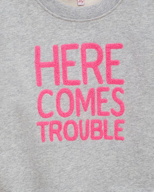 Confiture Sweatshirt Here Comes Trouble Sweatshirt in Grey/Pink