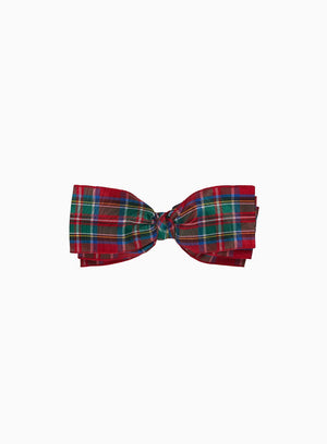 Lily Rose Clip Ribbon Bow Hair Clip in Red Tartan