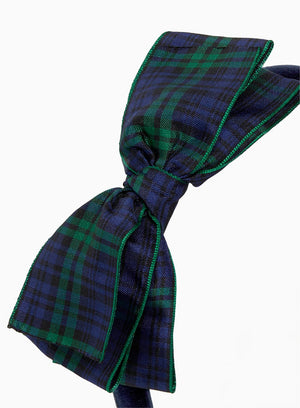 Lily Rose Alice Bands Big Ribbon Bow Band in Navy/Green Tartan