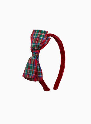 Lily Rose Alice Bands Big Ribbon Bow Band in Red Tartan