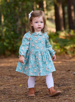 Confiture Dress Baby Jersey Dress in Pale Green Bunny