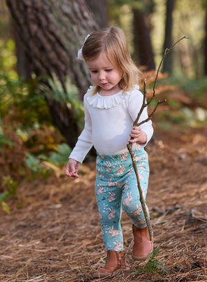 Confiture Leggings Baby Jersey Leggings in Pale Green Bunny