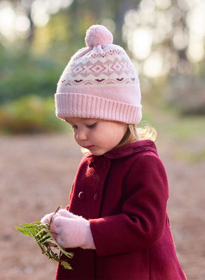 Chelsea Clothing Company Hat Baby Frankie Beanie in Pale Pink Fair Isle