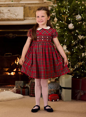 Confiture Dress Charlotte Smocked Dress in Red Tartan