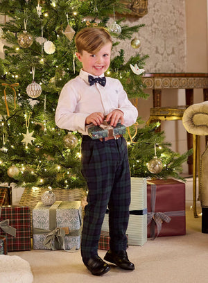 Thomas Brown Trousers Donald Trousers in Navy Tartan