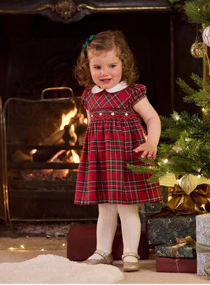 Confiture Dress Baby Charlotte Smocked Dress in Red Tartan