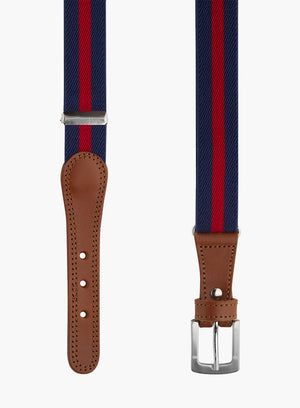 Chelsea Clothing Company Belt Elasticated Belt in Navy/Red Stripe