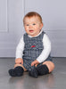 Chelsea Clothing Company Bib Shorts Baby Archie Romper in Navy Check