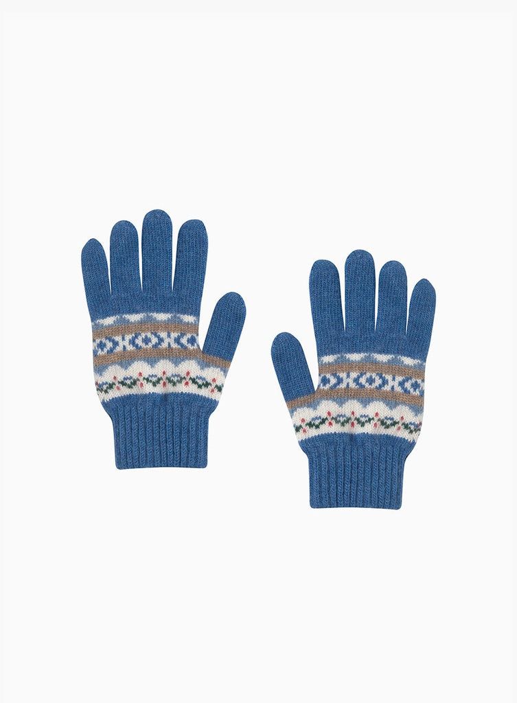 Chelsea Clothing Company Gloves Frankie Gloves in Denim Blue Fair Isle