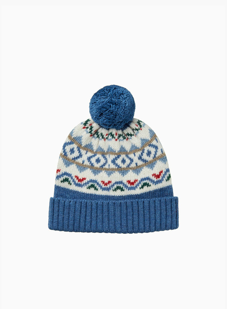 Chelsea Clothing Company Hat Baby Frankie Beanie in Denim Blue Fair Isle