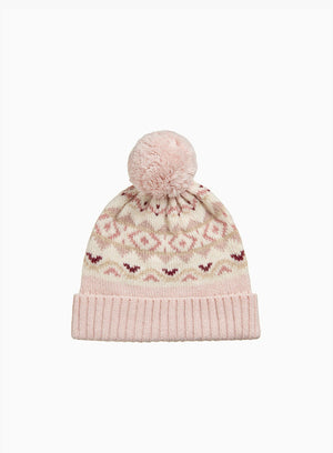 Chelsea Clothing Company Hat Baby Frankie Beanie in Pale Pink Fair Isle