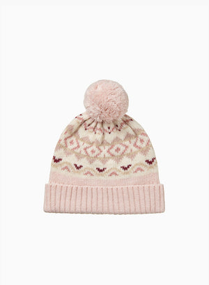 Chelsea Clothing Company Hat Baby Frankie Beanie in Pale Pink Fair Isle