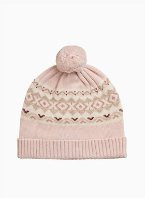 Chelsea Clothing Company Hat Frankie Beanie in Pale Pink Fair Isle