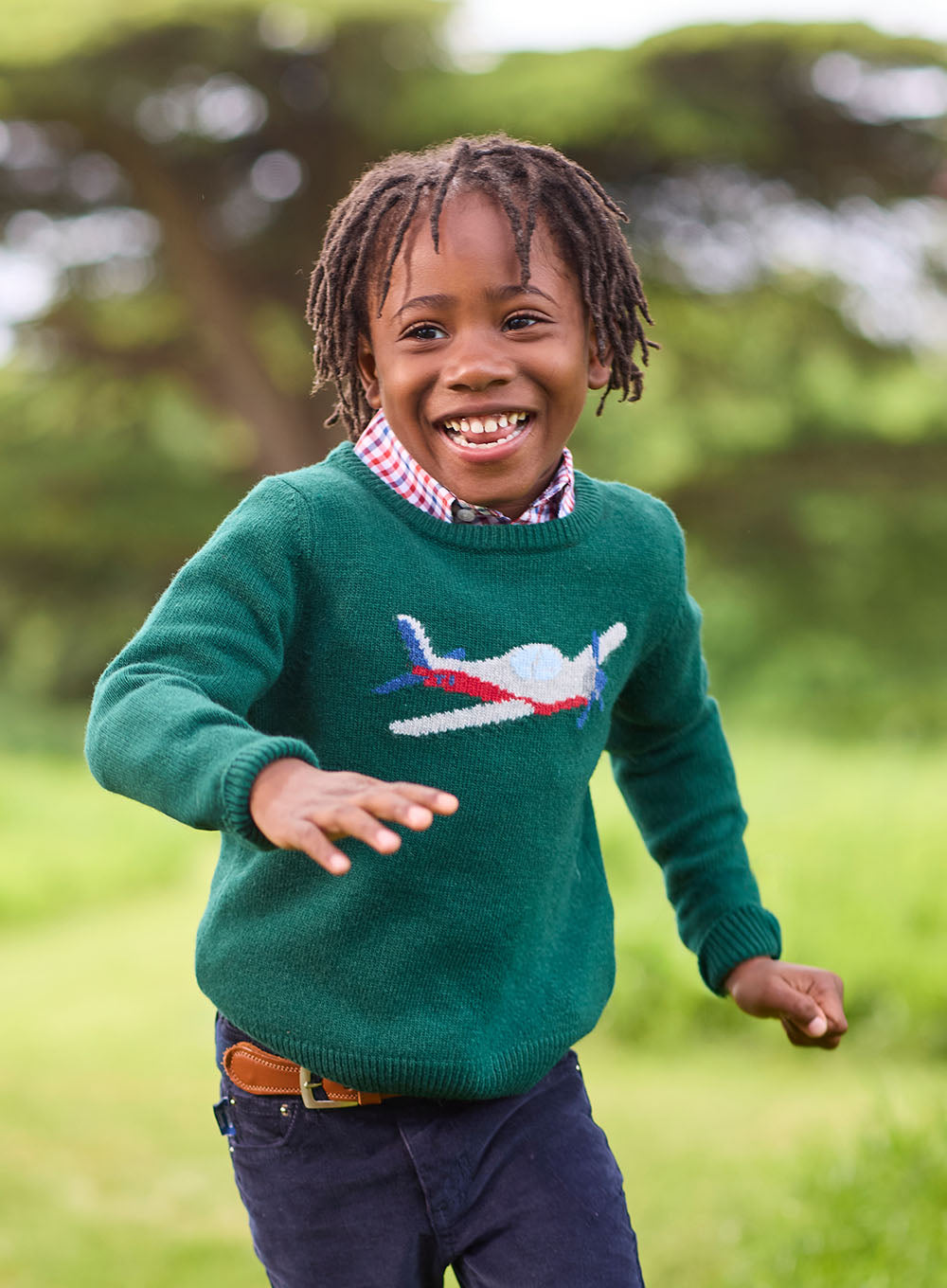 Plane Jumper in Green Trotters London