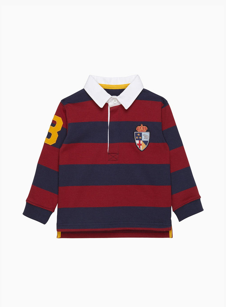 Chelsea Clothing Company Top Baby Nicholas Rugby Shirt in Navy/Red Stripes