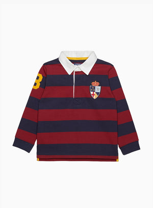 Chelsea Clothing Company Top Nicholas Rugby Shirt in Navy/Red Stripes