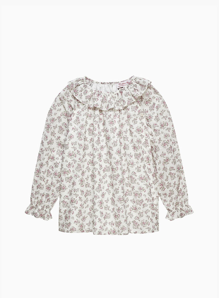 Girls Flora Blouse in Pink Floral | Trotters Childrenswear