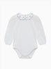 Confiture Body Baby Long Sleeved Petal Floral Body in White/Blue