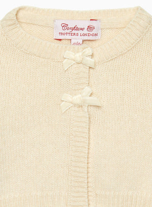 Confiture Cardigan Baby Martha Velvet Bow Cropped Cardigan