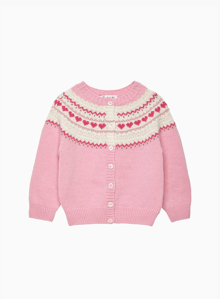 Confiture Cardigan Baby Natasha Fair Isle Cardigan in Pink