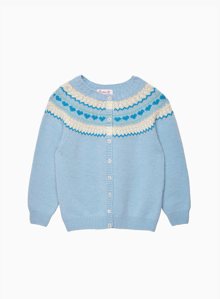 Confiture Cardigan Natasha Fair Isle Cardigan in Pale Blue