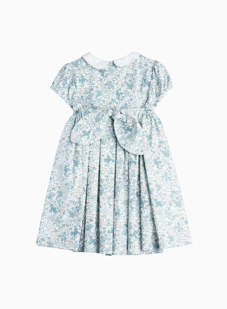 Girls Arabella Bloom Smocked Dress in Sea Blue Floral | Trotters