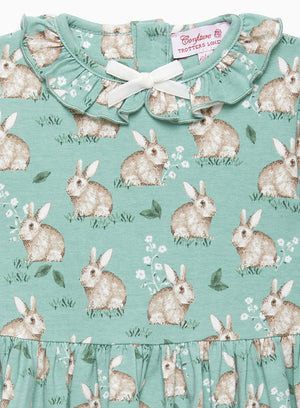 Confiture Dress Baby Jersey Dress in Pale Green Bunny