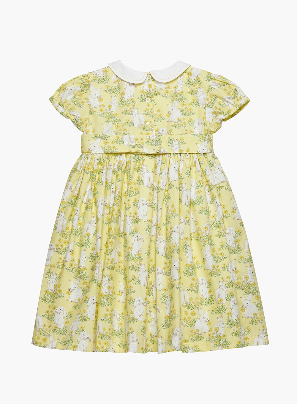 Rabbit Print Yellow Mustard Girls Dress Vintage Style Organic Cotton Quirky Illustrated Novelty Print online