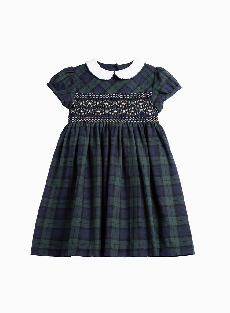 Confiture Dress Charlotte Smocked Dress in Navy Tartan