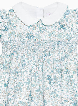 Confiture Dress Little Arabella Bloom Smocked Dress in Sea Blue Floral