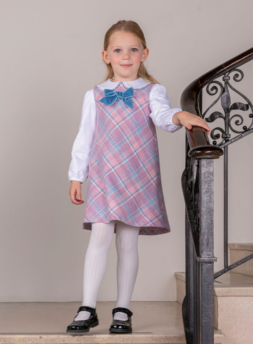 Pink checked pinafore best sale