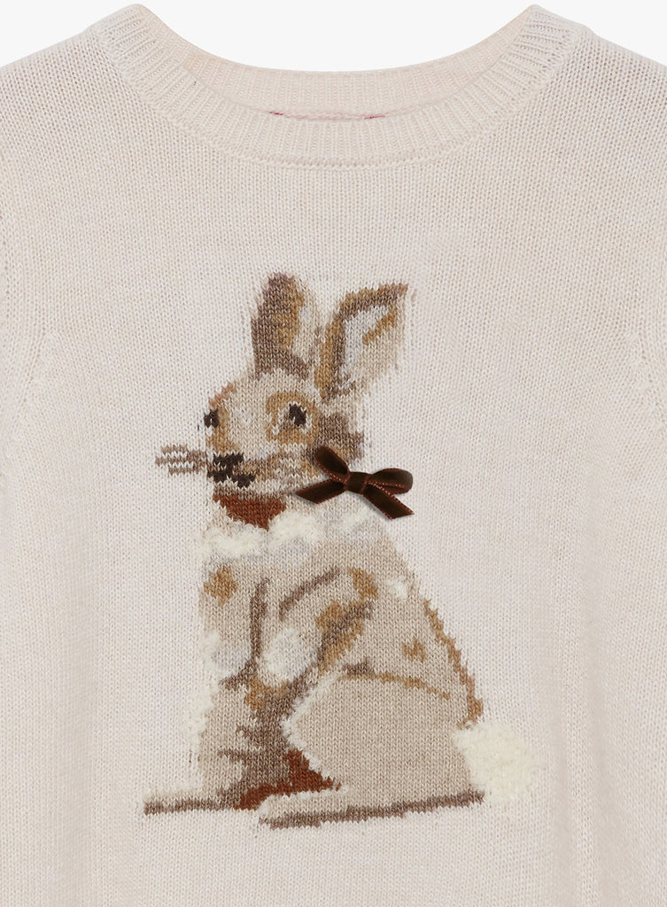 Confiture Girls Bunny Jumper in Winter White | Trotters London