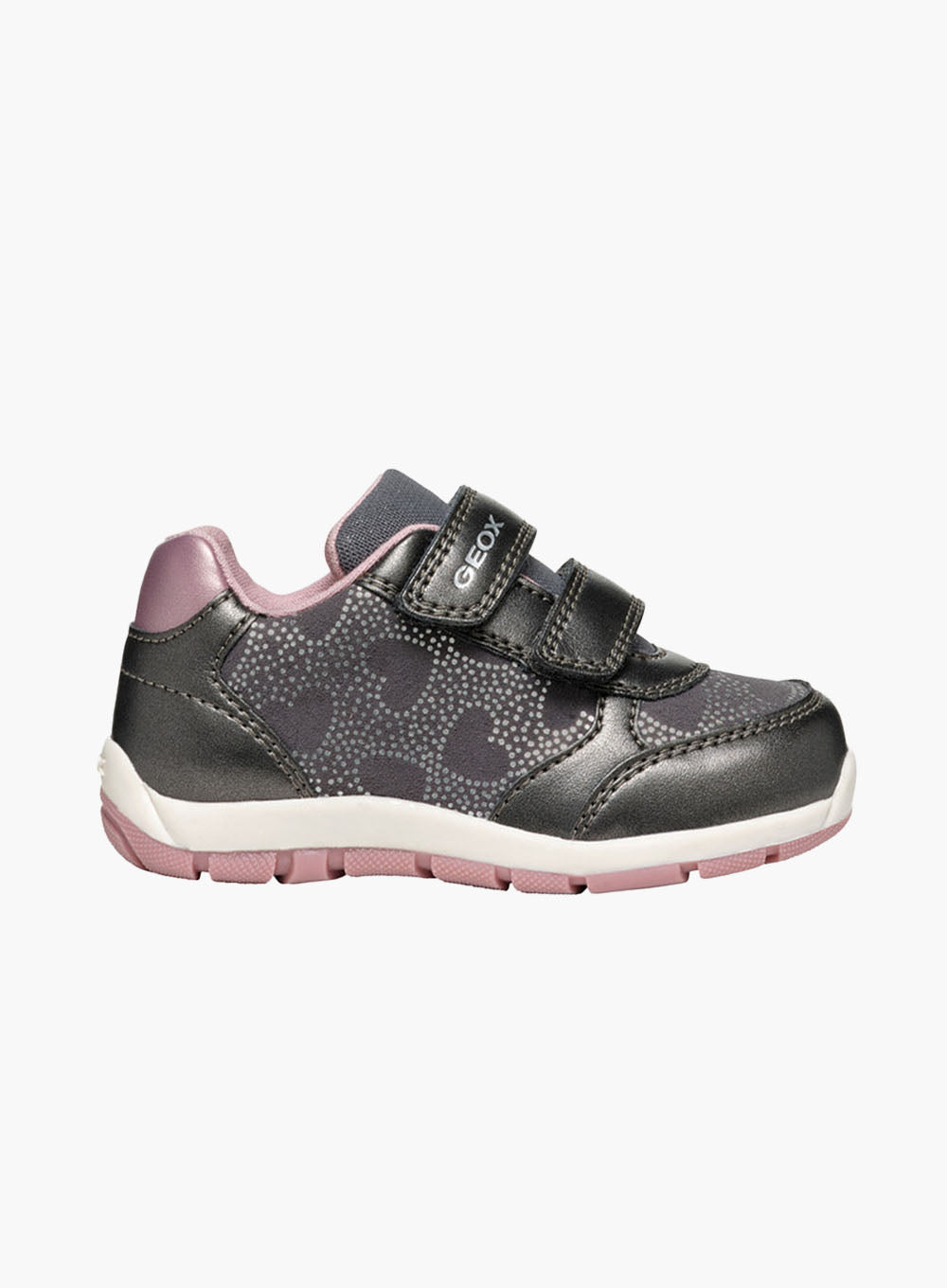 Geox Heira Baby Girl Trainers in Dark Grey Dark Pink Trotters London