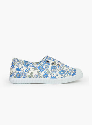 Hampton Canvas Canvas Shoes Hampton Canvas Plum Print Plimsolls in Blue Floret