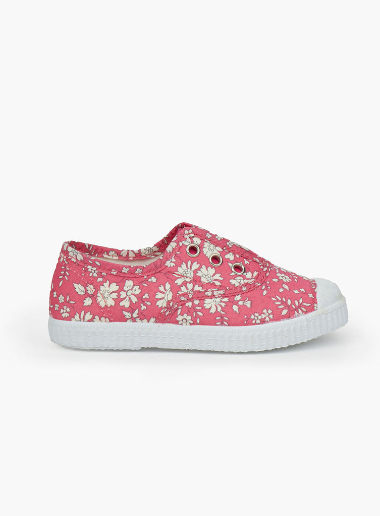 Hampton Canvas Canvas Shoes Hampton Canvas Plum Print Plimsolls in Bright Pink Capel