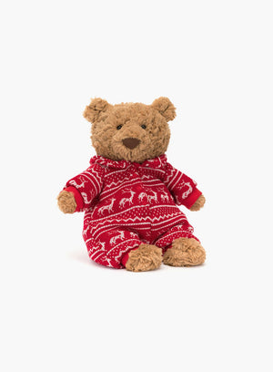 Jellycat Toy Bartholomew Bear Winter Pyjamas