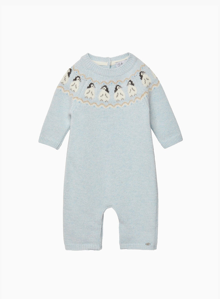 Lapinou All-in-One Baby Penguin Fair Isle All-in-One in Pale Blue