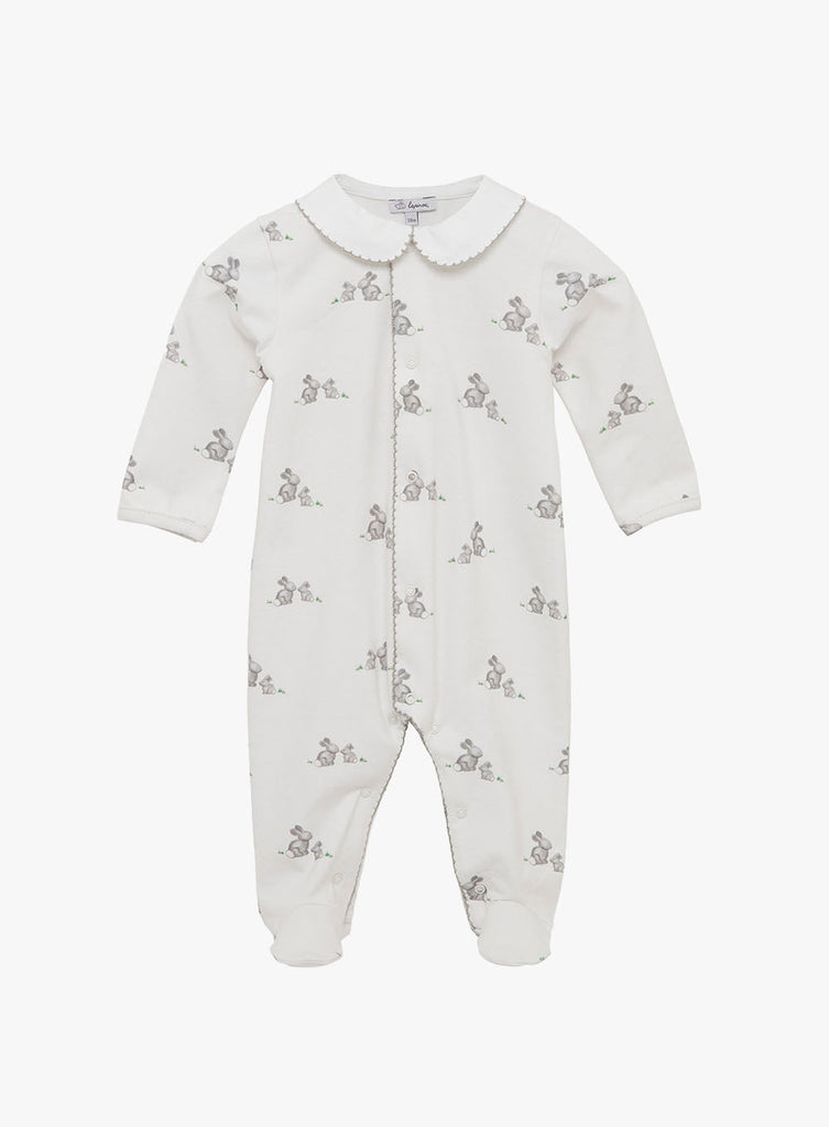 Newborn Bunny All in One in Grey Bunny Print | Trotters London