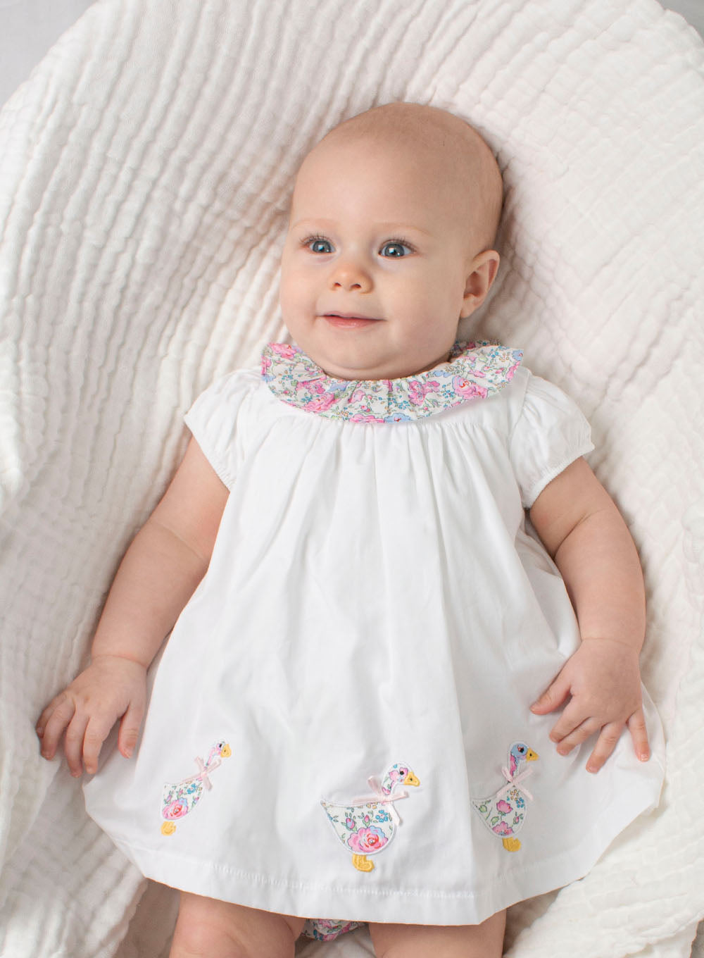 Lapinou Newborn My First Duck Dress White Pink Felicite Trotters London