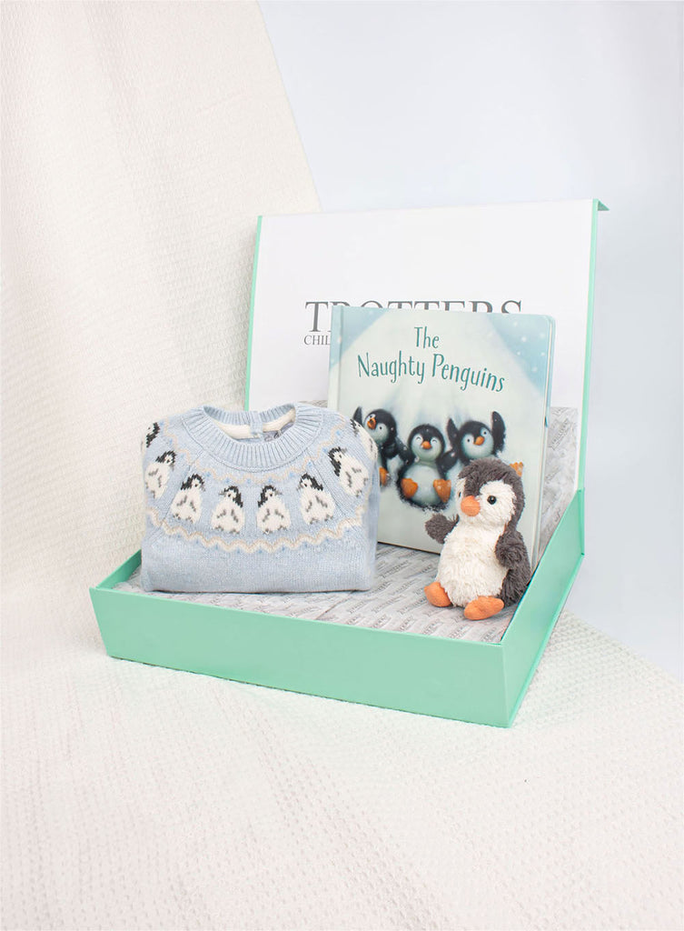 Lapinou/ Jellycat Gift Set Baby Blue Pip Penguin Knitted Gift Set