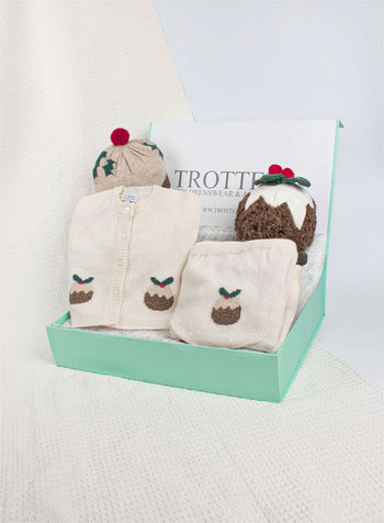 Lapinou/ Jellycat Gift Set Baby Christmas Pudding Knitted Gift Set